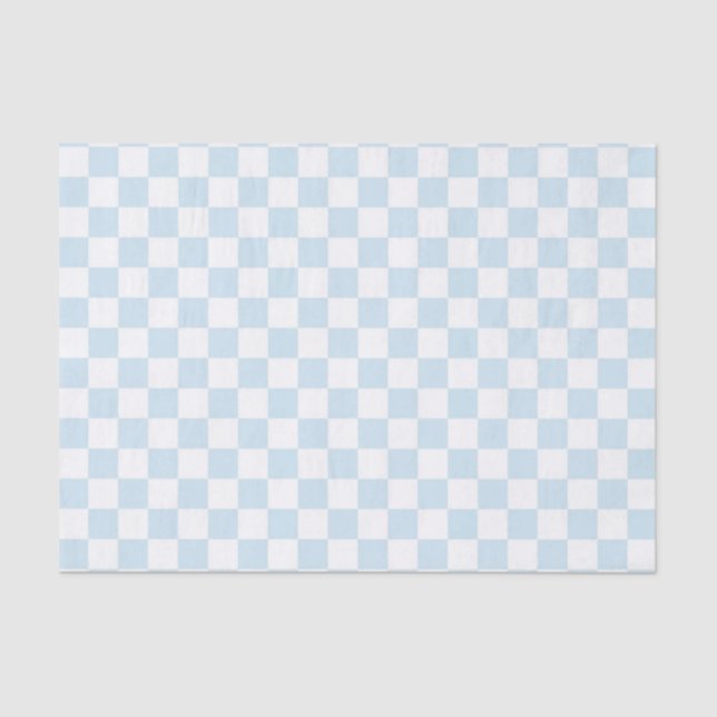 Pastel Blue and White Chequerboard Tissue Paper (Front)