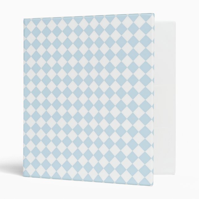 Pastel Blue and White Diamond Chequered Pattern Binder (Front/Inside)