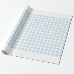 Pastel Blue and White Diamond Chequered Pattern Wrapping Paper