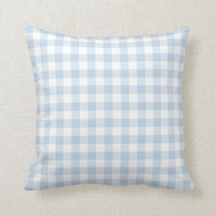 Pastel Blue and White Gingham Pattern Throw Pillow