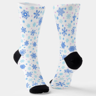 Pastel Blue and White Snowflakes Elegant Stylish Socks