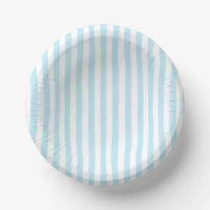 Pastel Blue and White Striped Paper Bowl Plate