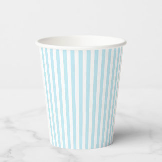 Pastel Blue and White Striped Paper Cups