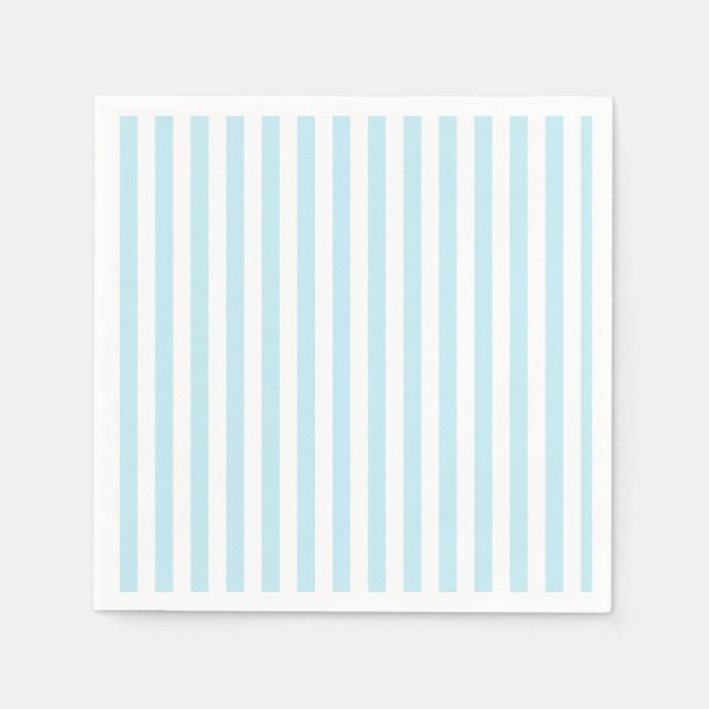 Pastel Blue and White Striped Paper napkin (Front)