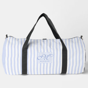 Pastel blue and White Stripes - Monogrammed Duffle Bag