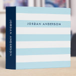 Pastel Blue and White Stripes with Blue Side Binder<br><div class="desc">This preppy binder features pastel blue and white stripes pattern on the front and back with a blue colour side. Personalize it by replacing the placeholder text in the template to add your information. For more options such as to change the font, text size/colour and the spacing between letters click...</div>