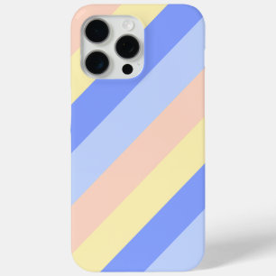 Pastel Blue and Yellow Diagonal Stripes iPhone 15 Pro Max Case
