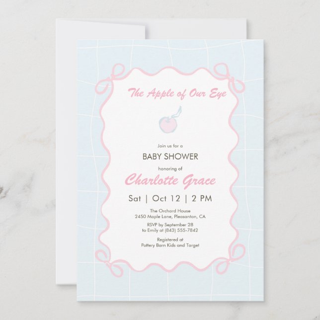 Pastel Blue Apple Baby Shower Invitation (Front)