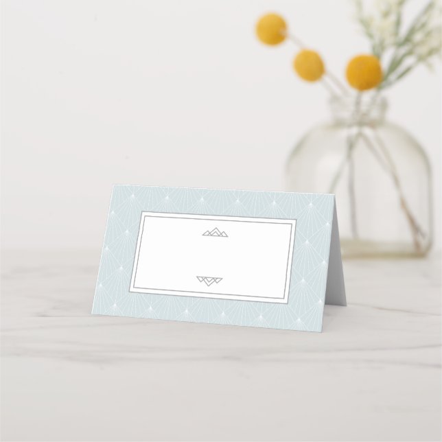 Pastel Blue Art Deco Pattern  Place Name Card (Front)