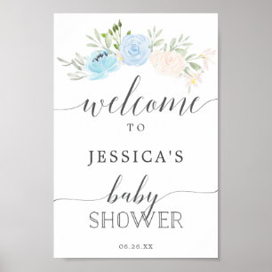Pastel Blue Baby Shower Welcome Sign