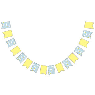 Pastel blue beluga whale stars baby shower design bunting flags