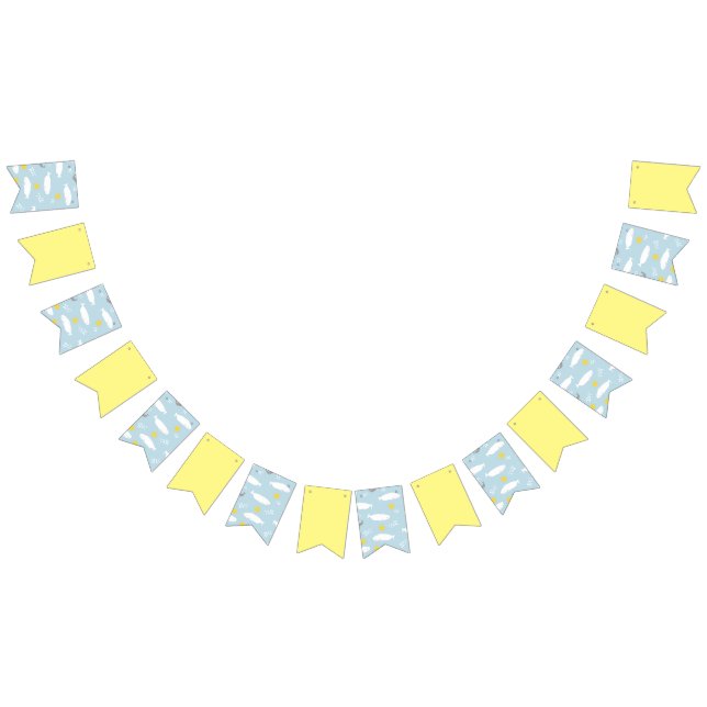 Pastel blue beluga whale stars baby shower design bunting flags (All)