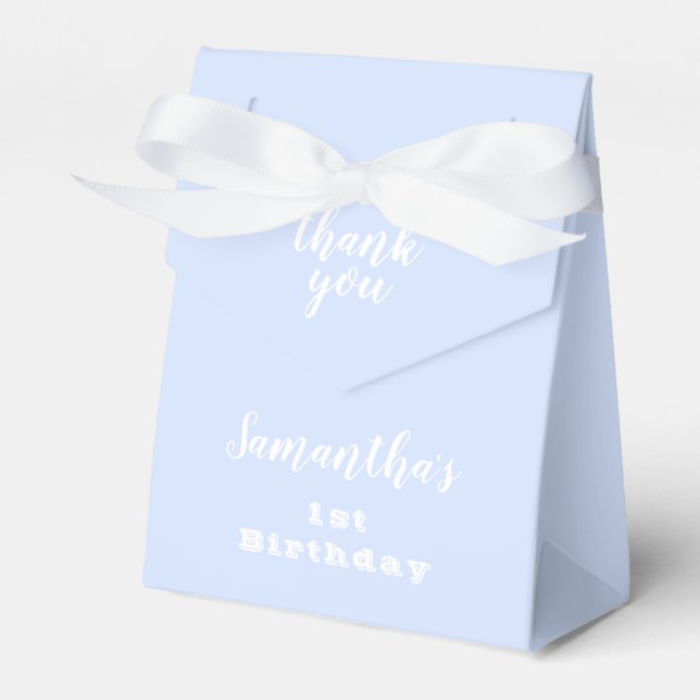 Pastel Blue Birthday Thank You Favor Box (Front Side)