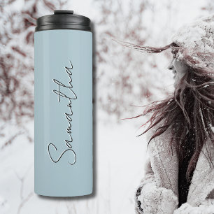 Pastel Blue Black Elegant Minimal Customized Thermal Tumbler