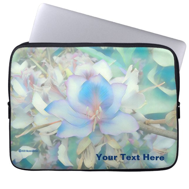 Pastel Blue Blossom Laptop Sleeve (Front)