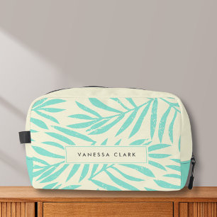 Pastel Blue Boho Abstract Grunge Palm Leaves Dopp Kit