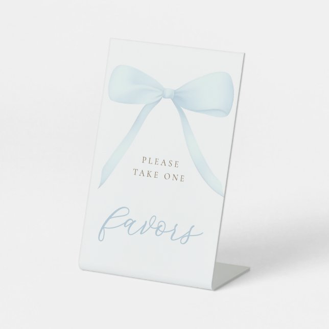 pastel blue bow pedestal sign (Front)