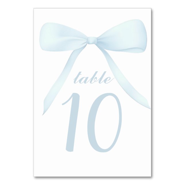 pastel blue bow Table Numbers (Front)