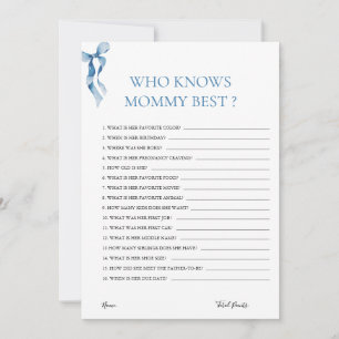 Pastel Blue Bow Who Knows Mommy Best Baby Shower  Invitation