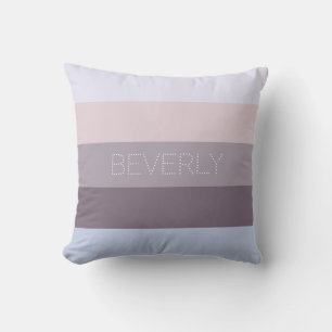 Pastel Blue Brown Grey 5 Colours Personalized Name Throw Pillow