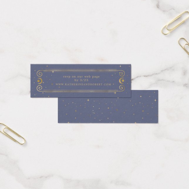 Pastel Blue Celestial Gold Mariage Website Card (Bureau)