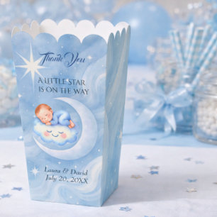 Pastel Blue Celestial Moon Stars Baby Shower Favou Favor Box