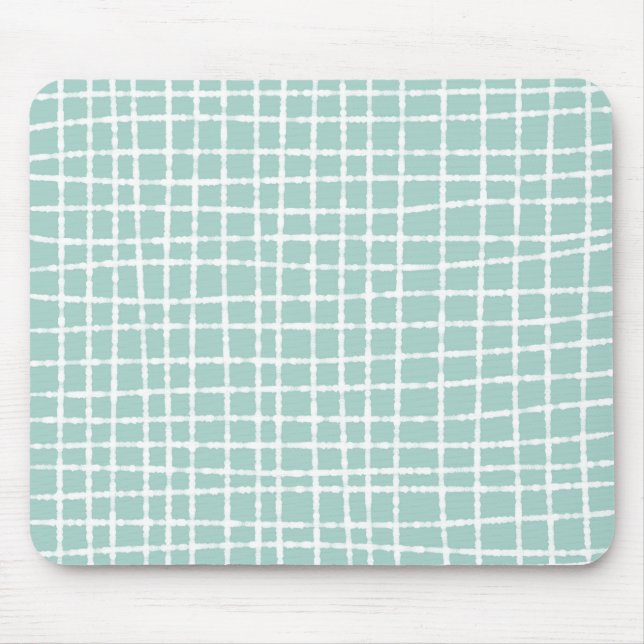Pastel Blue Check Pattern Soft and Modern Mouse Pad (Front)