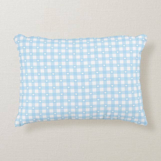 Pastel Blue Checks Accent Pillow (Front)