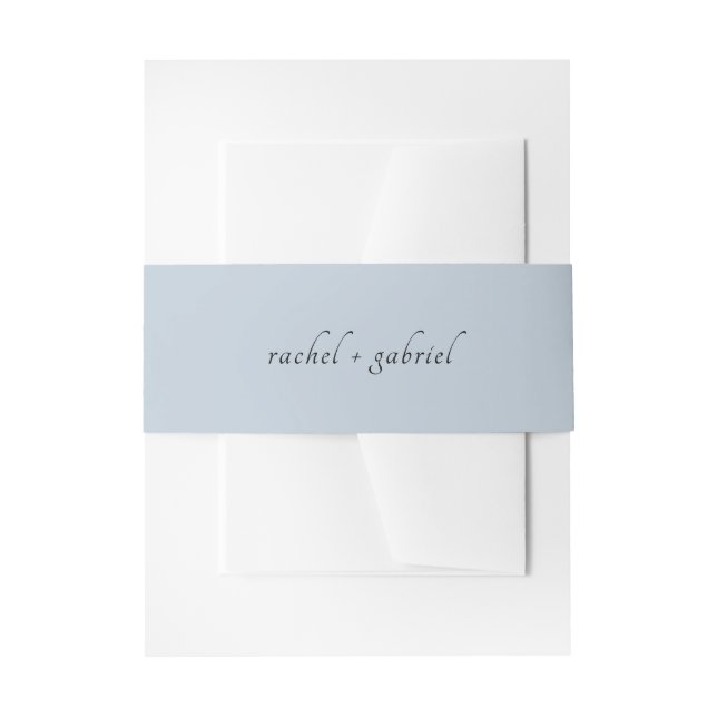 Pastel Blue | Chic Simple Script Wedding  Invitation Belly Band (Front Example)