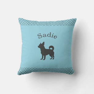 Pastel Blue Chihuahua Personalized Matching Throw Pillow