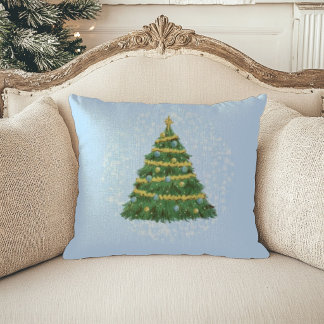 Pastel Blue Christmas Tree Pillow