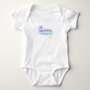 Pastel blue clouds stars purple happy birthday nam baby bodysuit