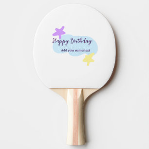 Pastel blue clouds stars purple happy birthday nam ping pong paddle