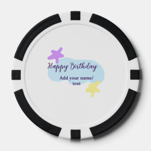 Pastel blue clouds stars purple happy birthday nam poker chips