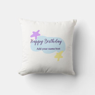 Pastel blue clouds stars purple happy birthday nam throw pillow