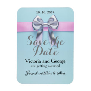 Pastel blue colored design with a bow magnet