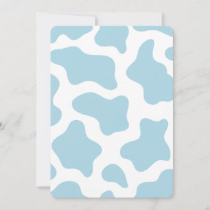 pastel blue cow print kawaii invitation