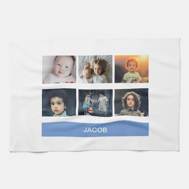Pastel Blue Custom Photo – Personalized Kitchen Towel (Horizontal)