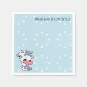 Pastel Blue Cute Cow Napkin