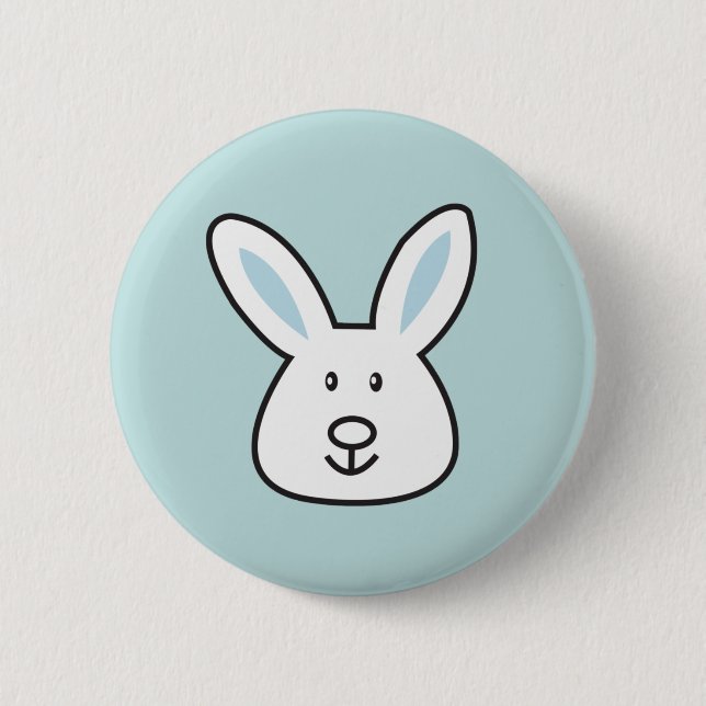 Pastel Blue Cute Easter Bunny Illustration  2 Inch Round Button (Front)