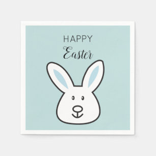 Pastel Blue Cute Easter Bunny Illustration Napkin