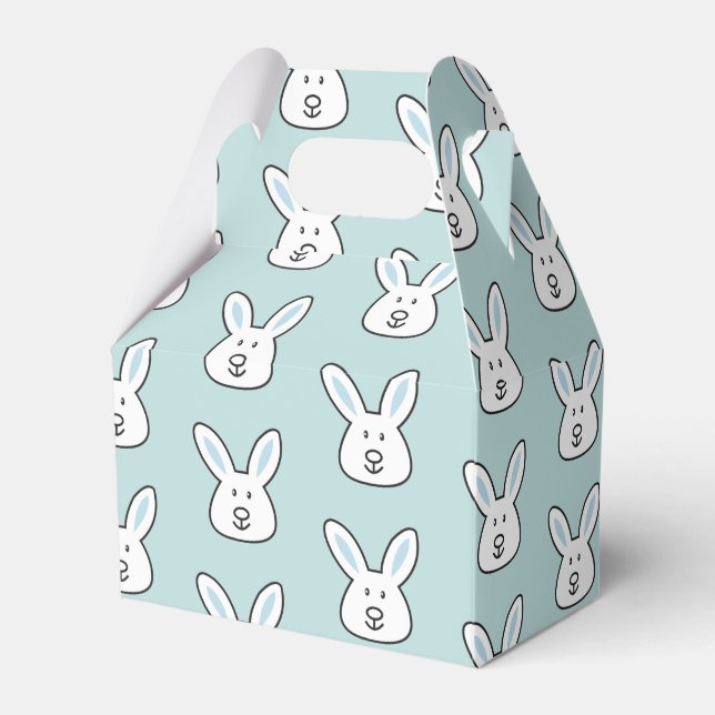 Pastel Blue Cute Easter Bunny Pattern Favor Box (Front Side)