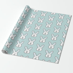 Pastel Blue Cute Easter Bunny Pattern Wrapping Paper