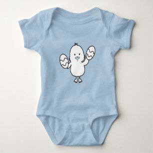 Pastel Blue Cute Easter Chick & Eggs Illustration Baby Bodysuit