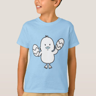 Pastel Blue Cute Easter Chick & Eggs Illustration  T-Shirt