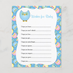 Pastel Blue Cute Owl Baby Shower Theme - Wishes Flyer