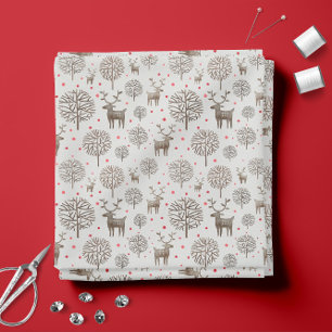 Pastel Blue 🦌 Cute Reindeer Pattern  Fabric