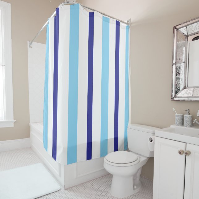 Pastel Blue Deep Blue White Summer Stripes (In Situ)