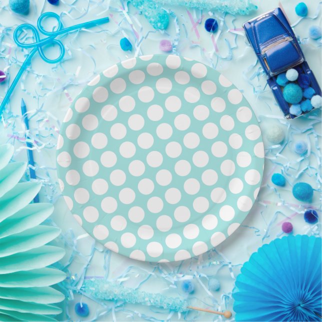 Pastel blue dots paper and party plates (Party)