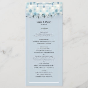 Pastel Blue Elegant Botanical Wedding Menu